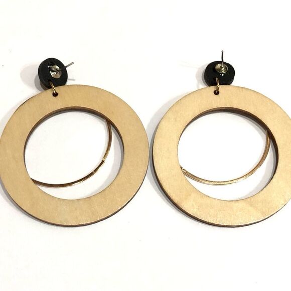 Boho Multi-Hoop Floral Wooden Dangle Earrings - 211 - Picture 8 of 8